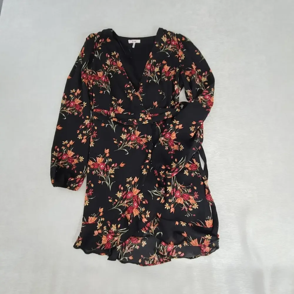 Mi Ami Ginger floral wrap dress black floral Size XS Whimsigoth Feminine Office - Picture 4 of 10